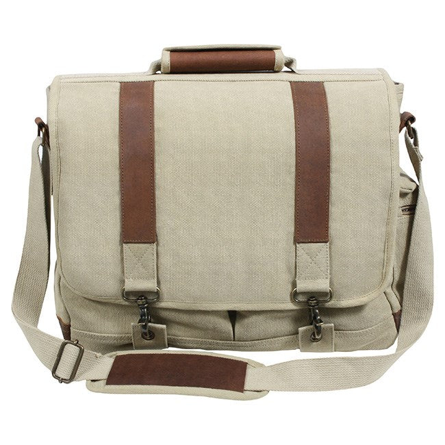 Bolsa bandolera Vintage Pathfinder de lona y piel con hebillas de latón