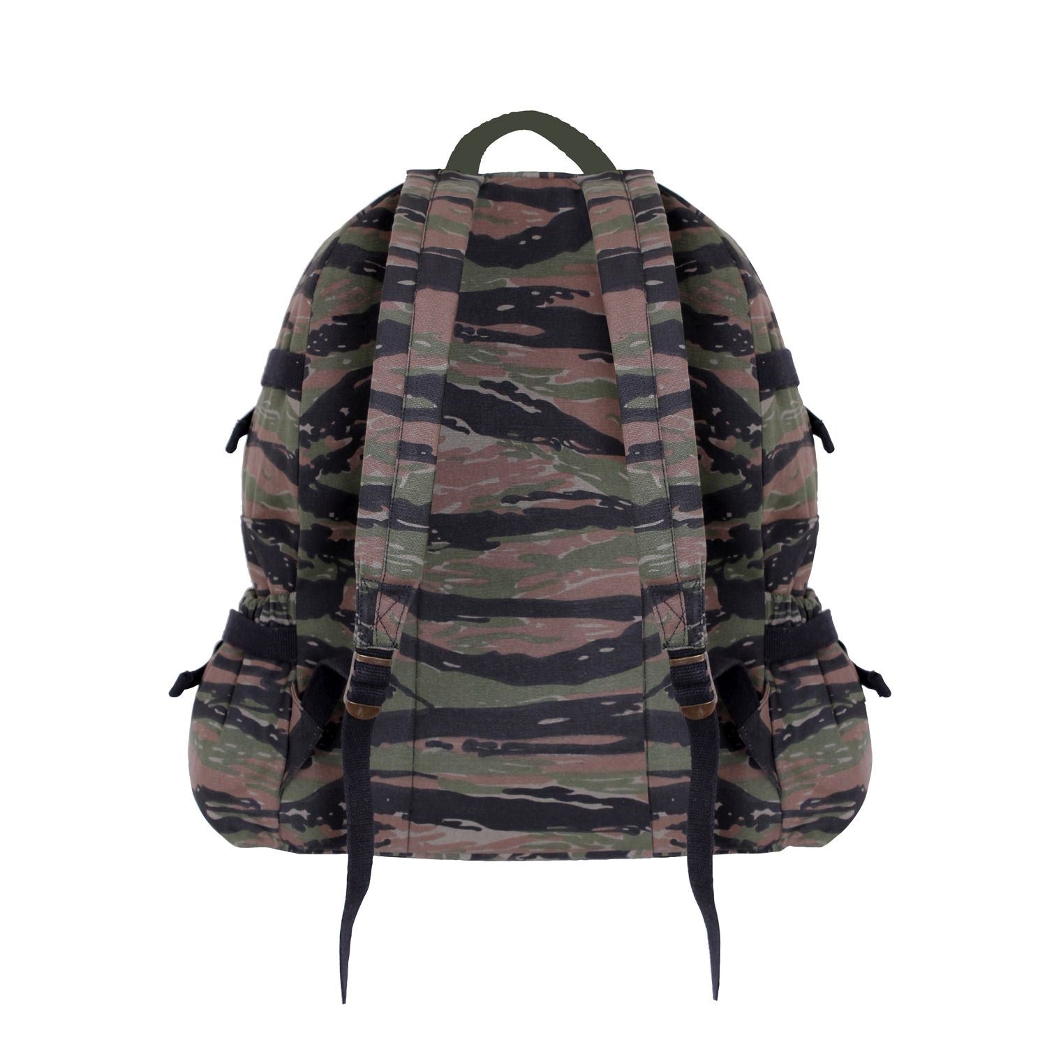 Mochila Vintage Jumbo de lona de algodón prelavada, gran compartimento, 3 bolsillos con cremallera y 2 laterales elásticos