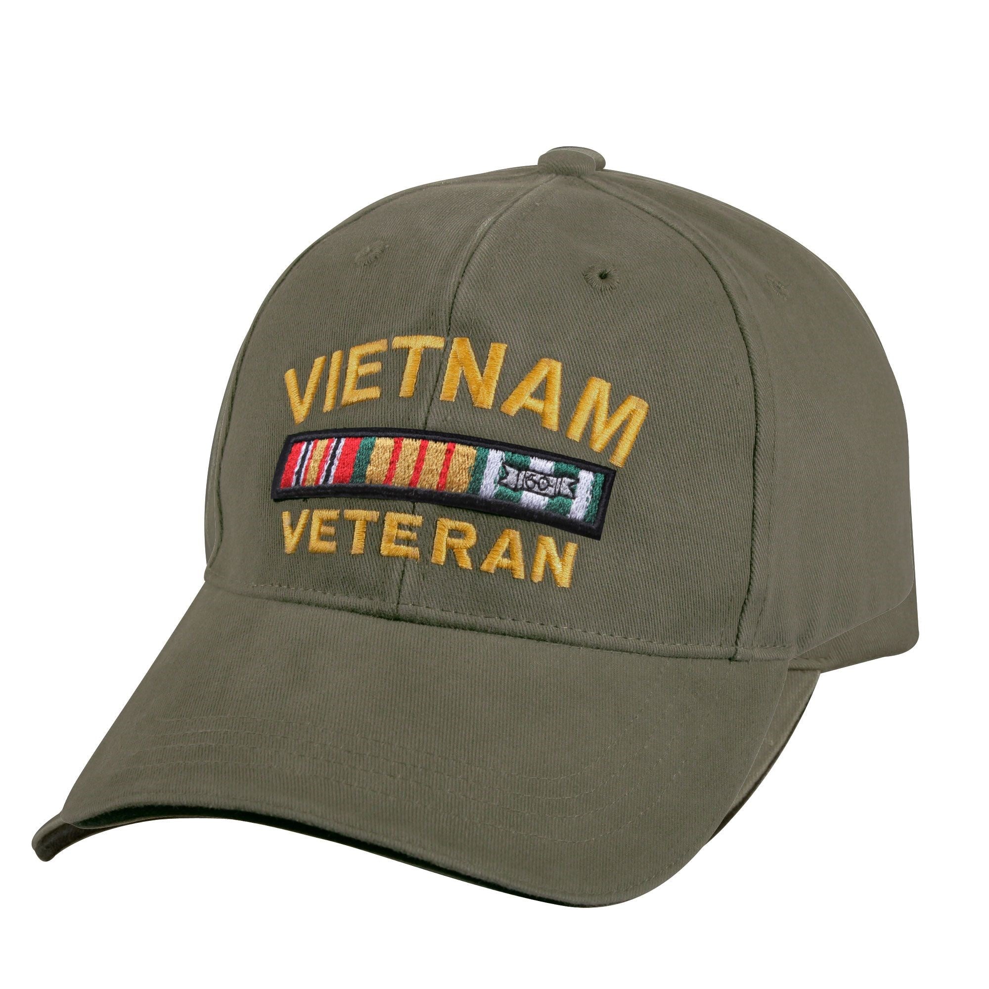 Gorra béisbol verde VINTAGE DELUXE con bordado VIETNAM VETERAN y visera rígida