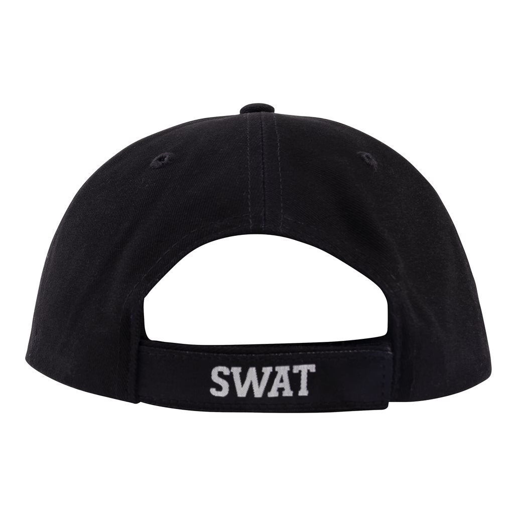 Gorra béisbol negra DELUXE con bordado SWAT blanco