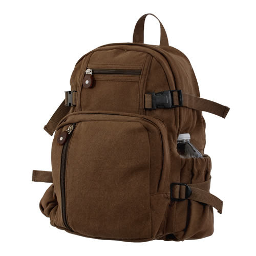 Mochila vintage compact verde en lona de algodón con aspecto lavado