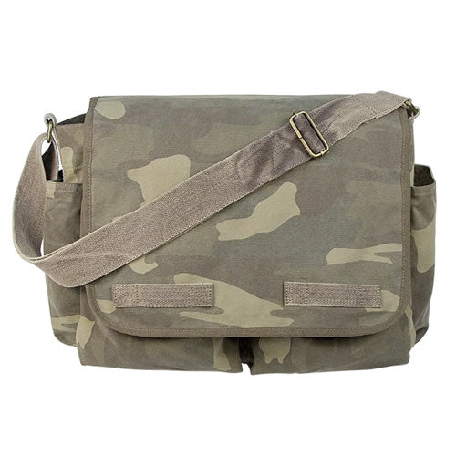 Bolso bandolera VINTAGE gris 38 x 28 x 15 cm en lona de algodón