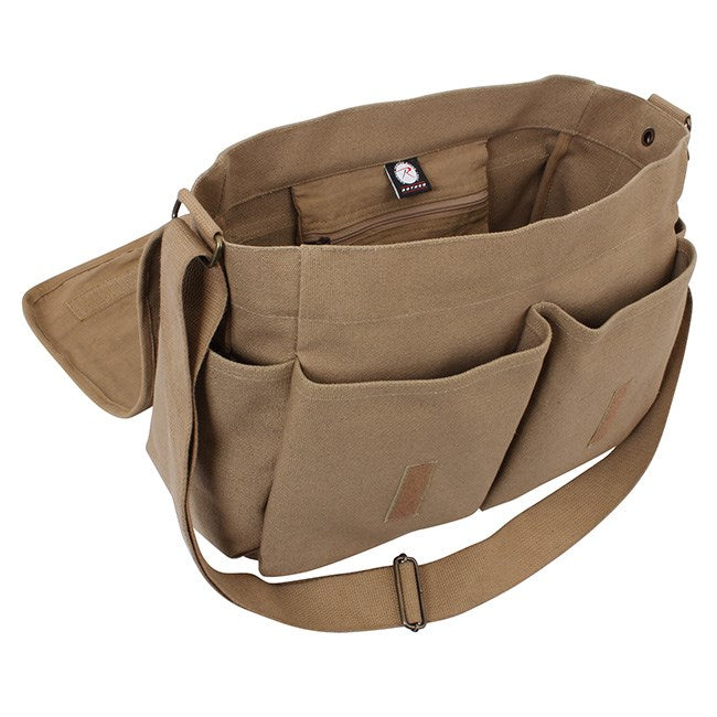 Bolso vintage bandolera 38 x 28 x 15 cm en lona de algodón resistente