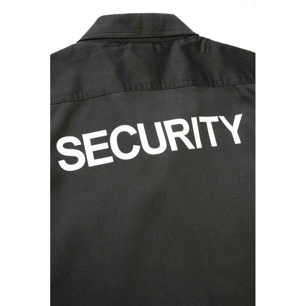 Camisa SECURITY manga corta negra, tejido hidrofugo, cierre de botones y dos bolsillos de pecho