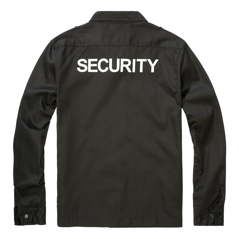 Camisa US SECURITY negra manga larga con dos bolsillos de pecho y rótulos SECURITY