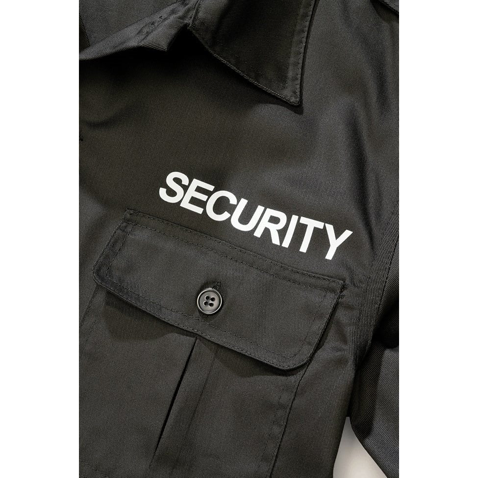 Camisa US SECURITY negra manga larga con dos bolsillos de pecho y rótulos SECURITY