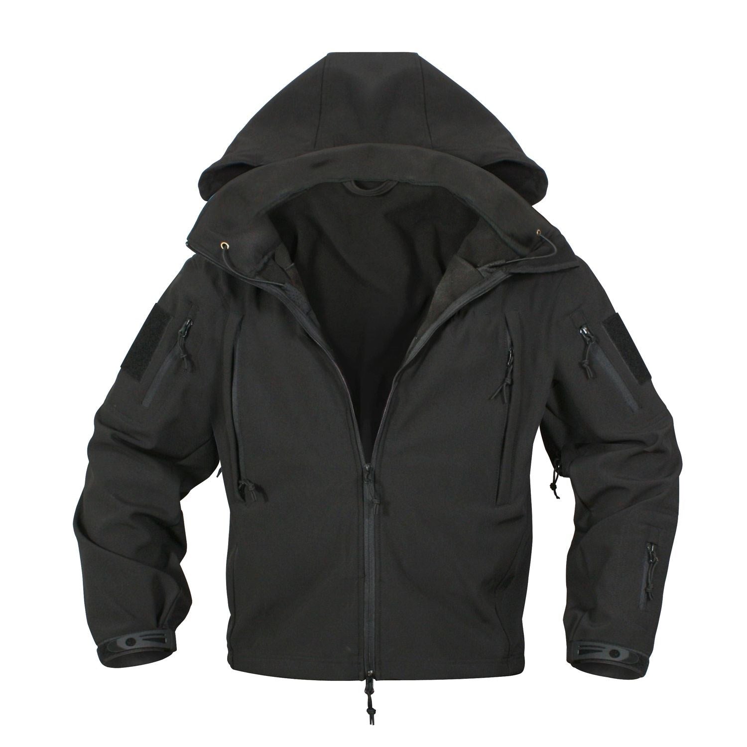 Chaqueta Tactical softshell negra con capucha