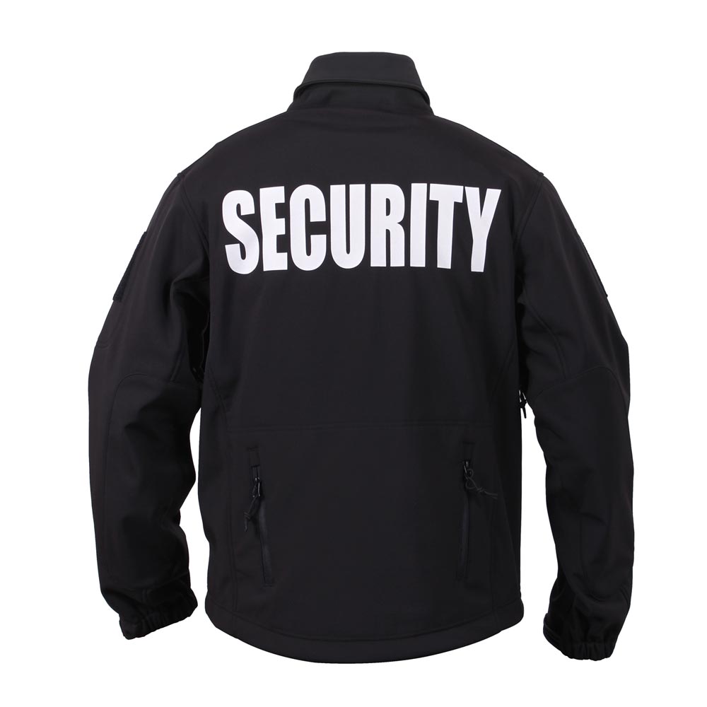Chaqueta softshell SECURITY negra con capucha, vista frontal