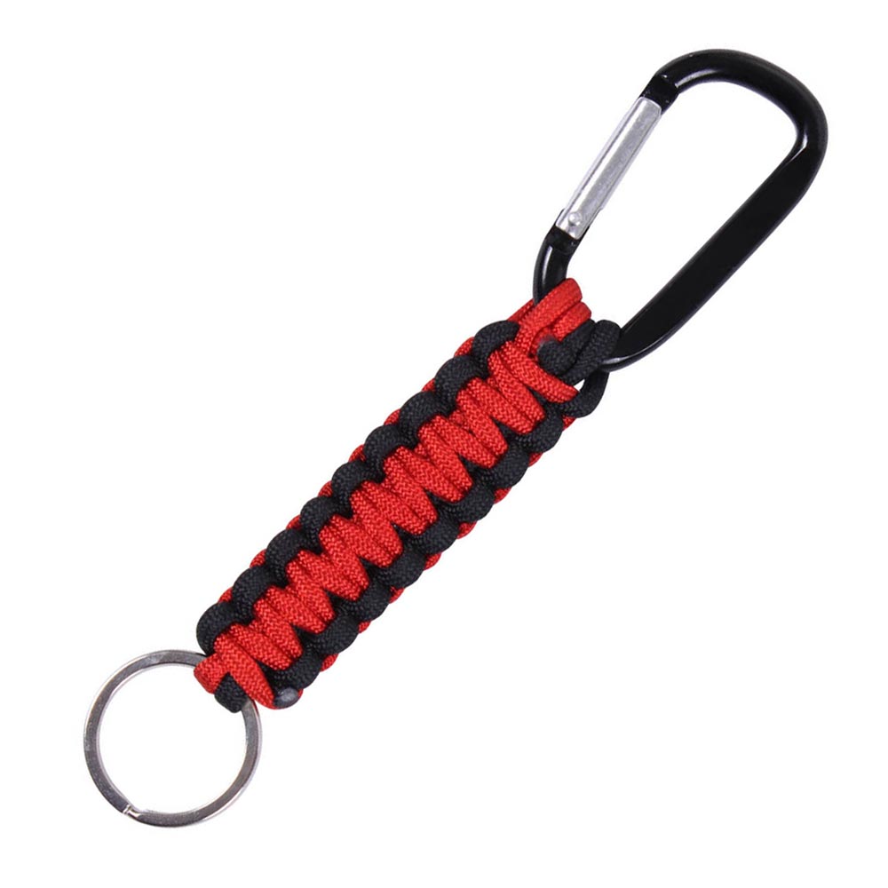 Llavero Paracord con mosquetón verde y negro, 9 cm, cuerda desplegable 1,4 m
