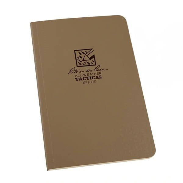 Bloc impermeable TACTICAL Field Book verde, 160 páginas, hojas rayadas, tapas resistentes