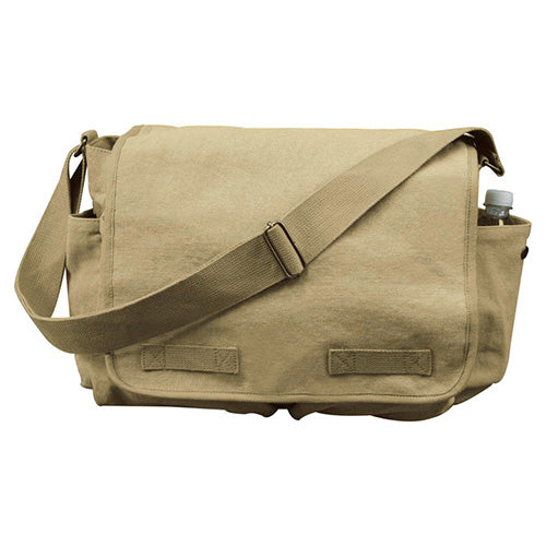 Bolso bandolera vintage negro 38 x 28 x 15 cm en lona de algodón resistente