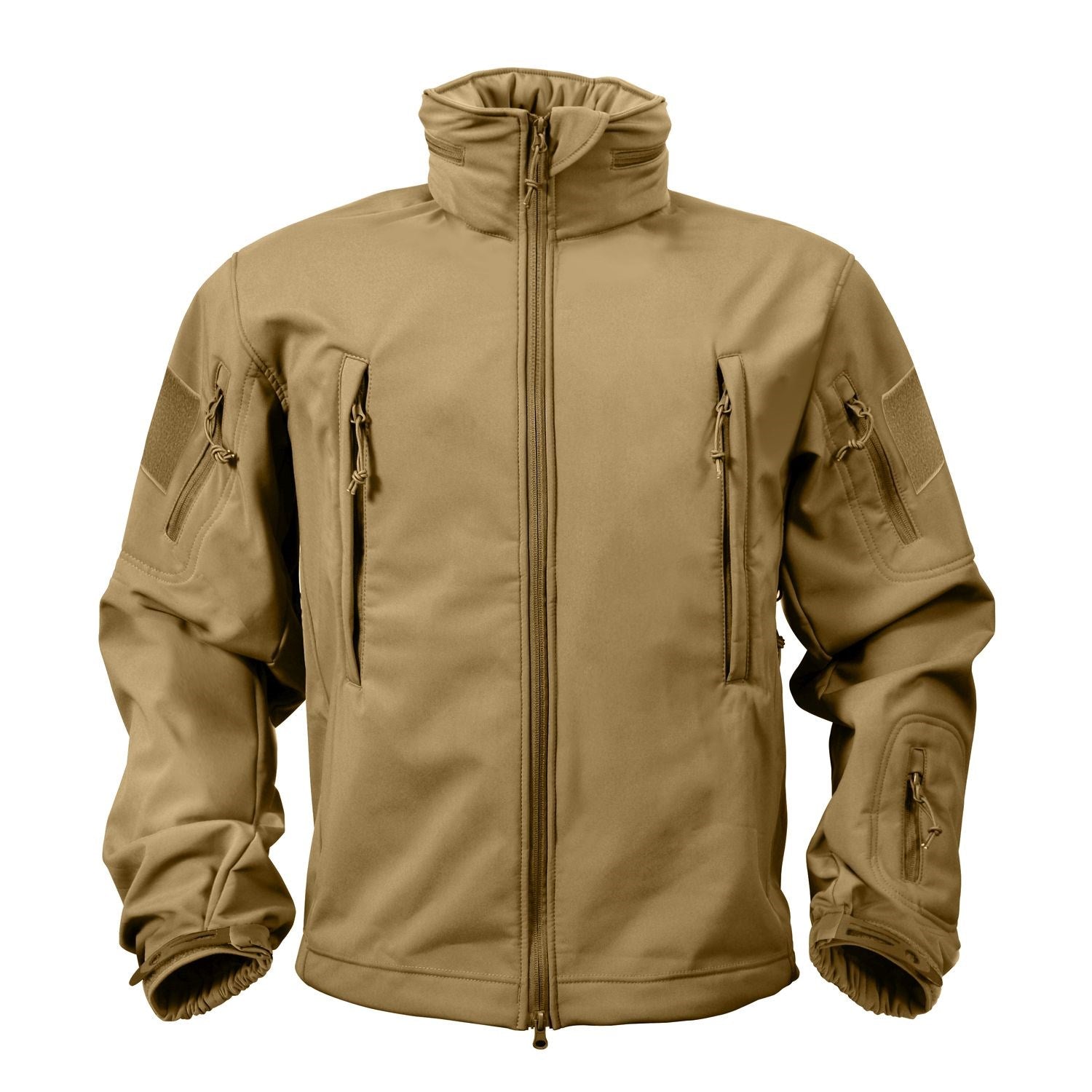 Chaqueta Tactical Softshell Coyote con capucha, tejido transpirable de tres capas