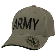 Gorra de béisbol verde con inscripción ARMY en negro y logo en el panel frontal, ajustable.