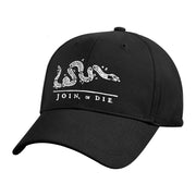 Gorra de béisbol JOIN OR DIE negra con bordado frontal