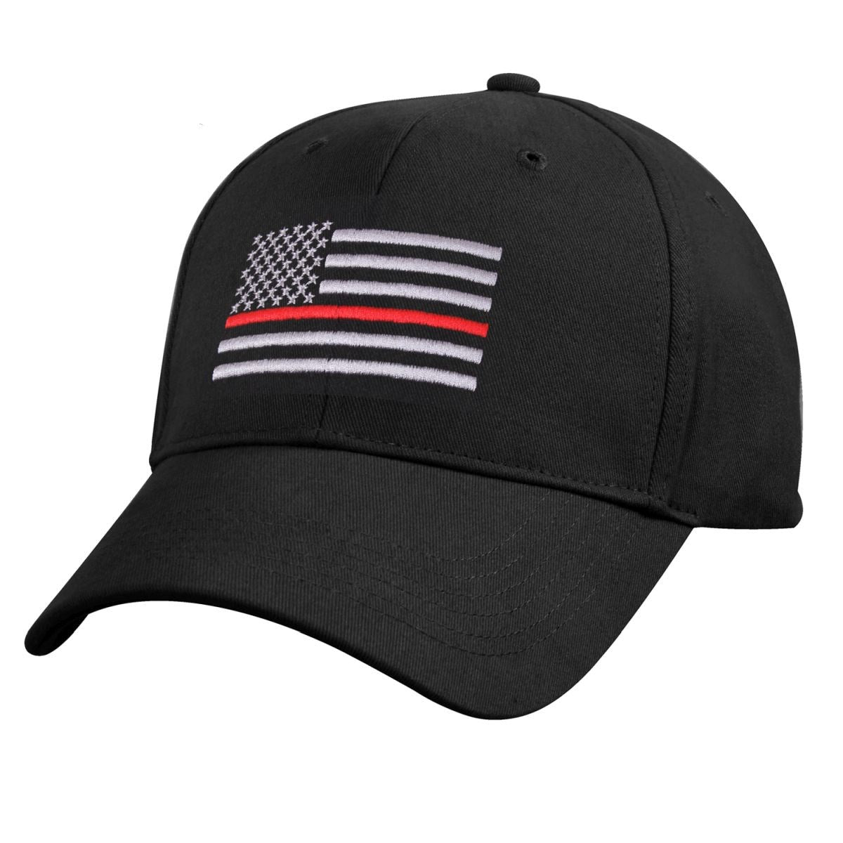 Gorra con bandera de EE. UU. y línea roja, visera tipo sándwich, 100% algodón, ajuste con velcro