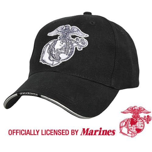 Gorra USMC Globe & Anchor negra con bordado