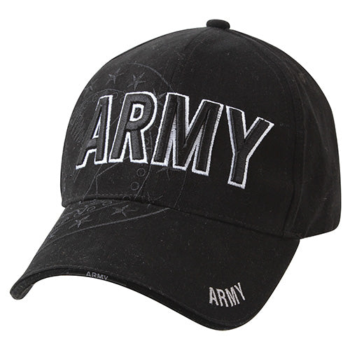 Gorra de béisbol DELUXE ARMY EAGLE negra con inscripción 3D ARMY y bordado gris, 100% algodón peinado