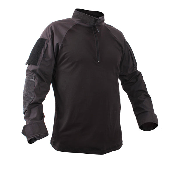 Camisa táctica COMBAT negra con cremallera
