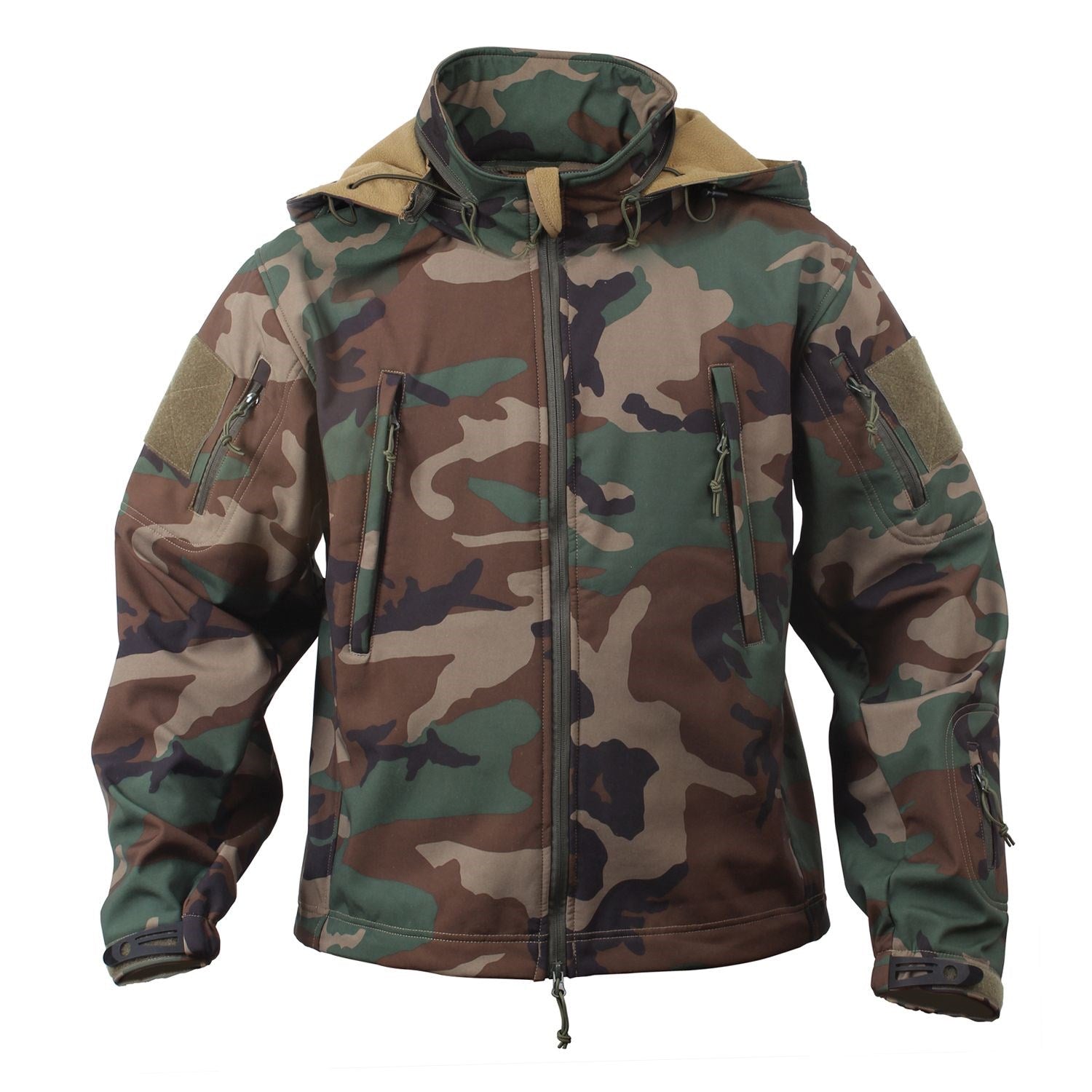 Chaqueta Táctica Softshell Woodland con capucha