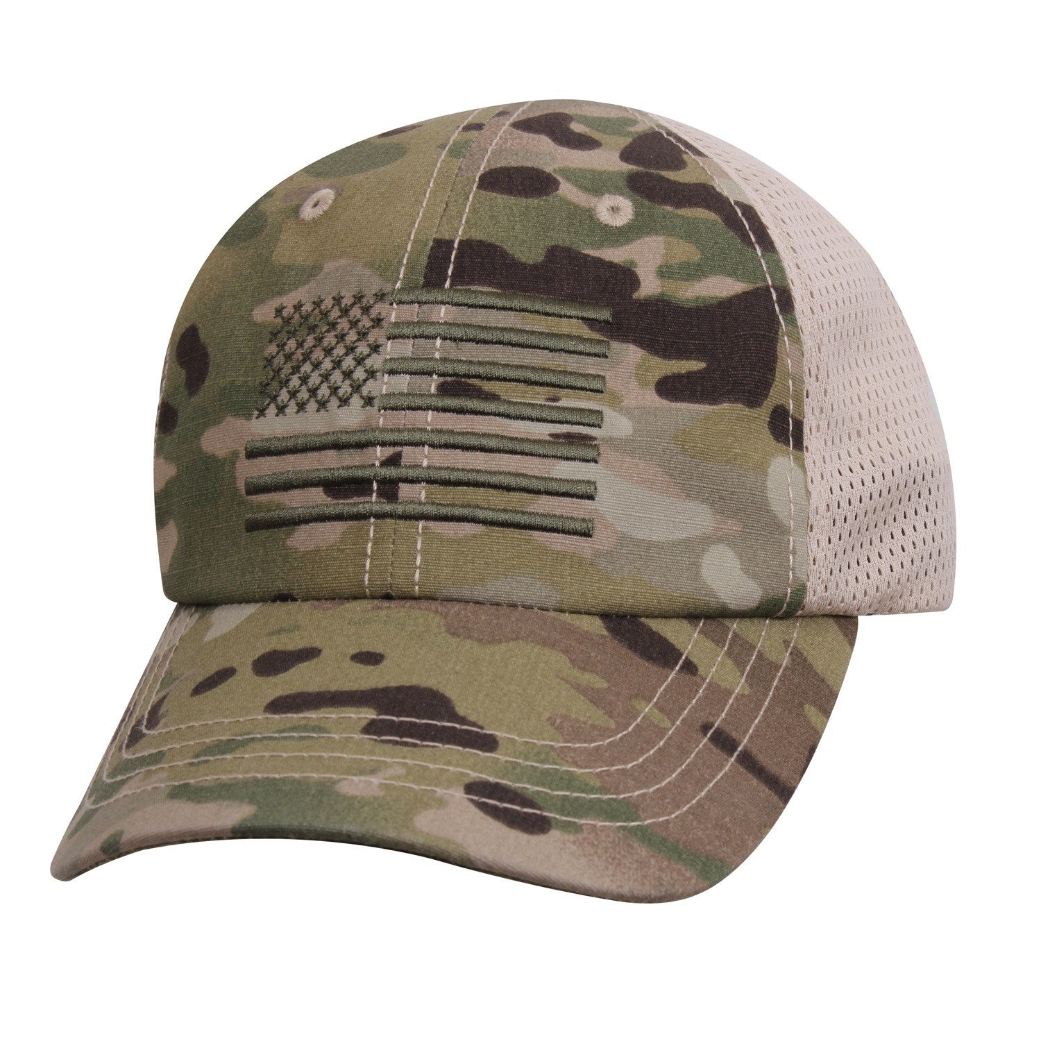 Gorra de béisbol con bandera de Estados Unidos bordada, malla trasera y cierre de velcro