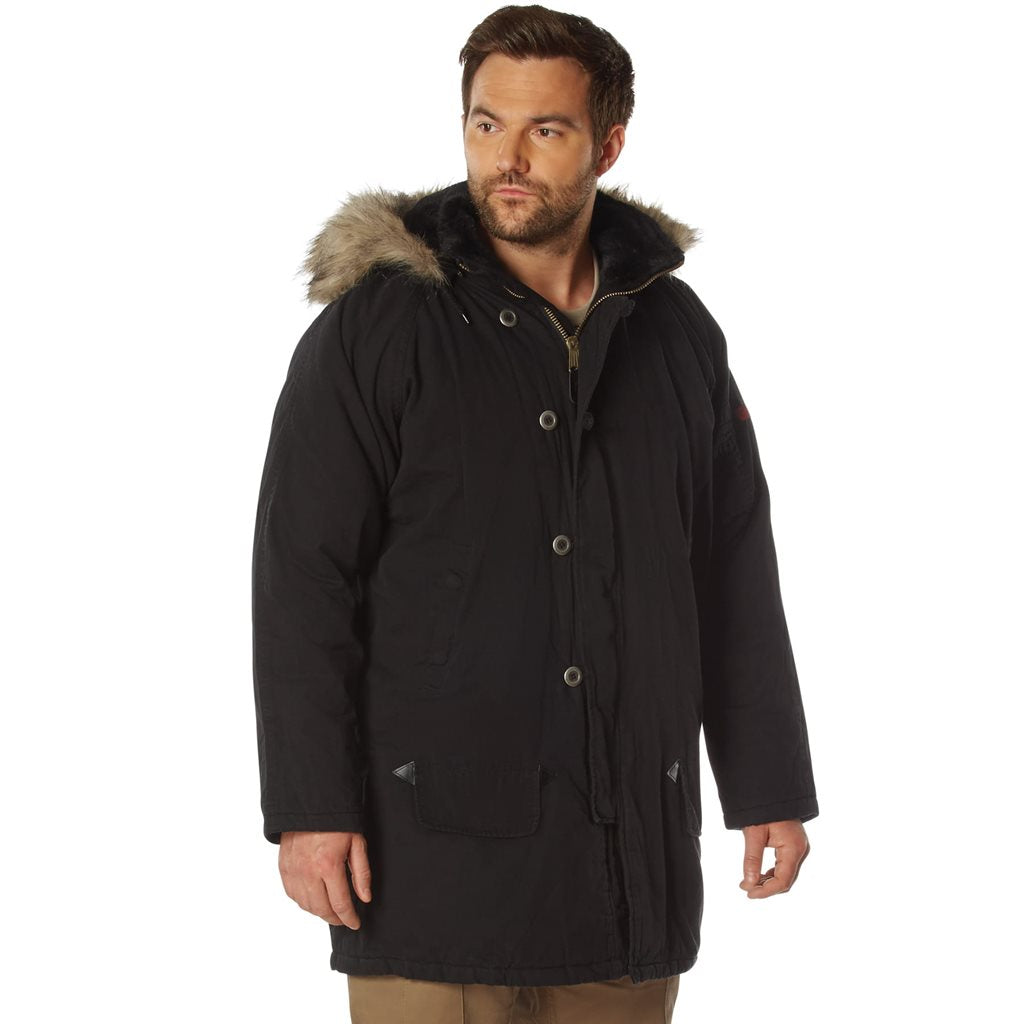 Foto de Bunda VAGE N-3B negra, parka de algodón estilo vintage