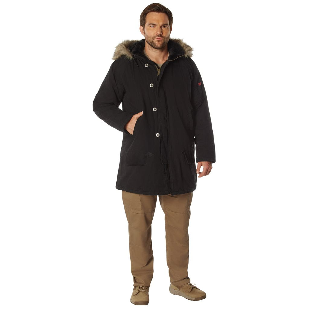 Foto de Bunda VAGE N-3B negra, parka de algodón estilo vintage