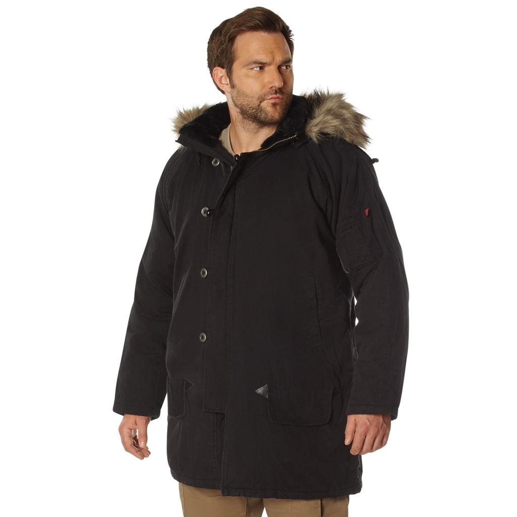 Foto de Bunda VAGE N-3B negra, parka de algodón estilo vintage