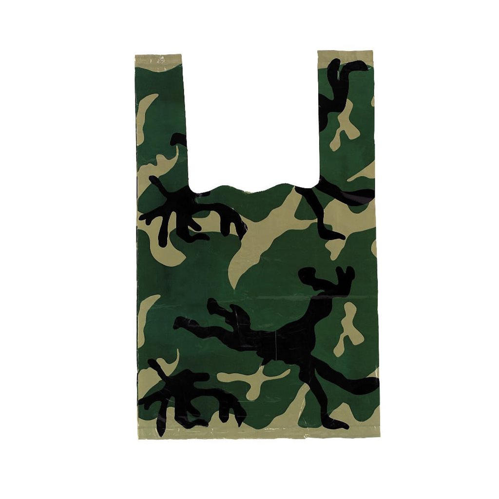 Bolsa de plástico pequeña con camuflaje Woodland 35x23 cm