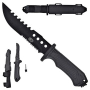 Cuchillo de Caza Táctico con Hoja Negra y Vaina Rígida de Polímero