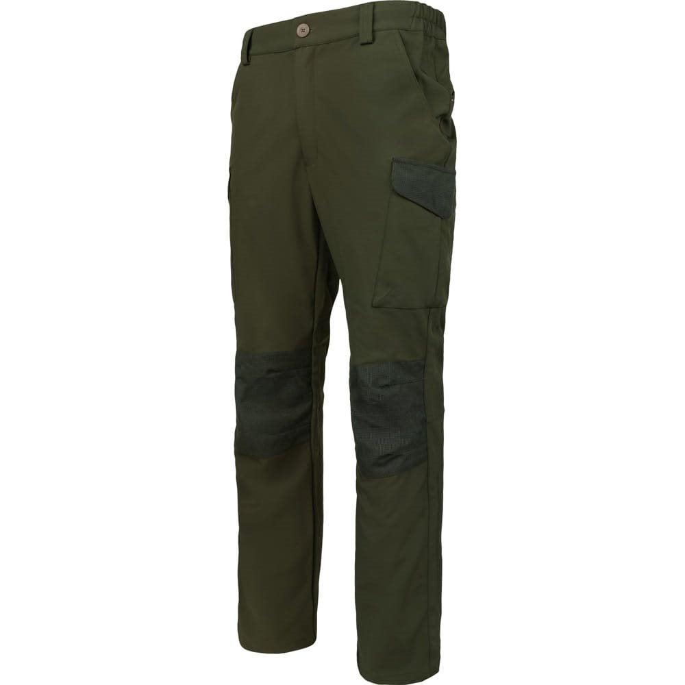 Pantalones softshell verdes con seis bolsillos y refuerzo en las rodillas
