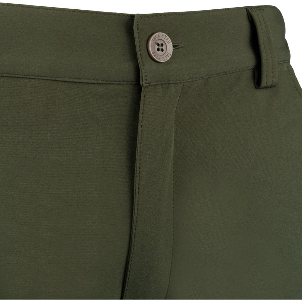 Pantalones softshell verdes con seis bolsillos y refuerzo en las rodillas