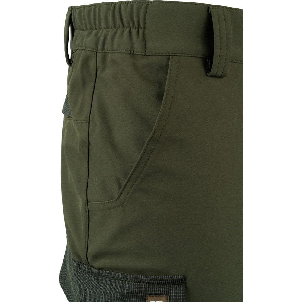 Pantalones softshell verdes con seis bolsillos y refuerzo en las rodillas
