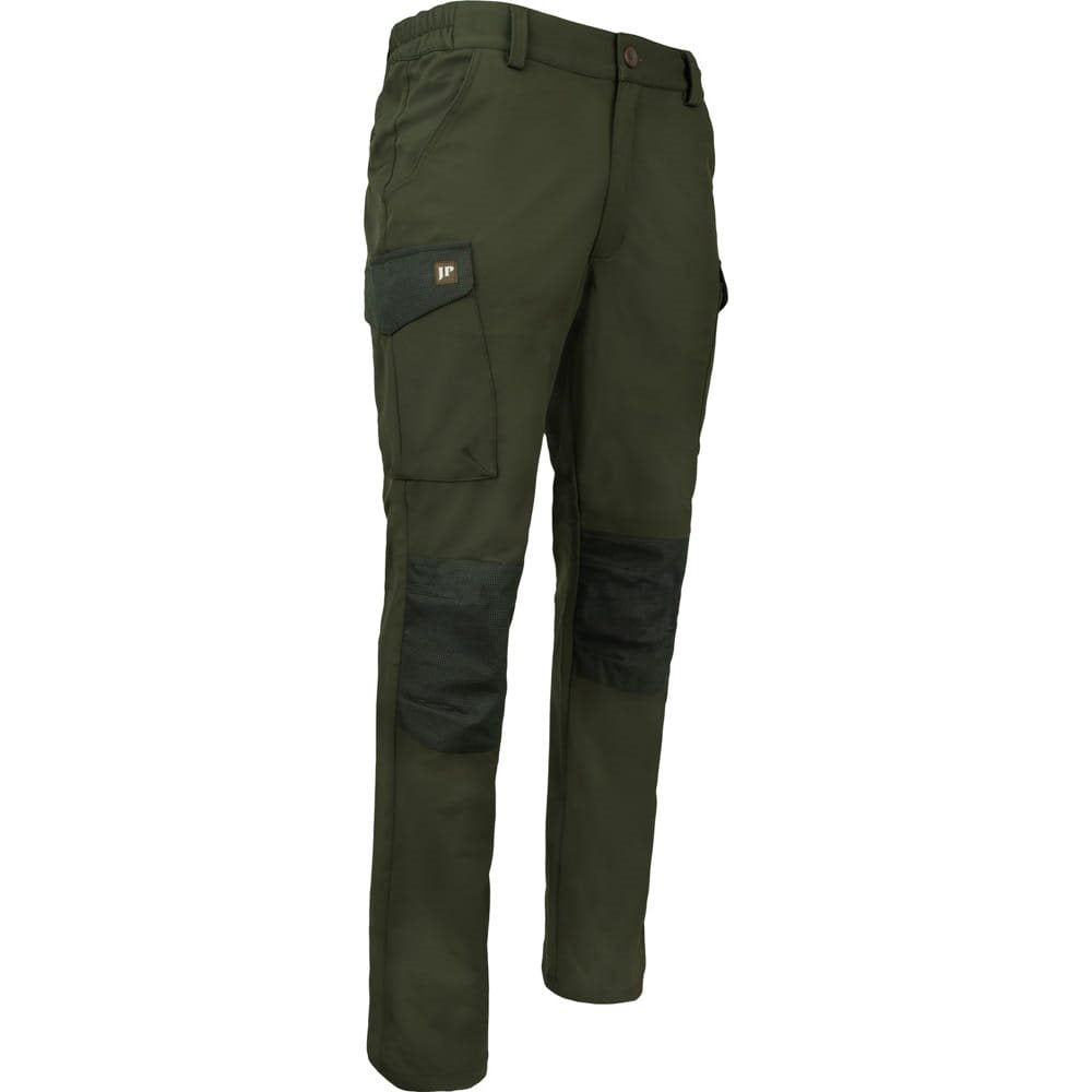 Pantalones softshell verdes con seis bolsillos y refuerzo en las rodillas