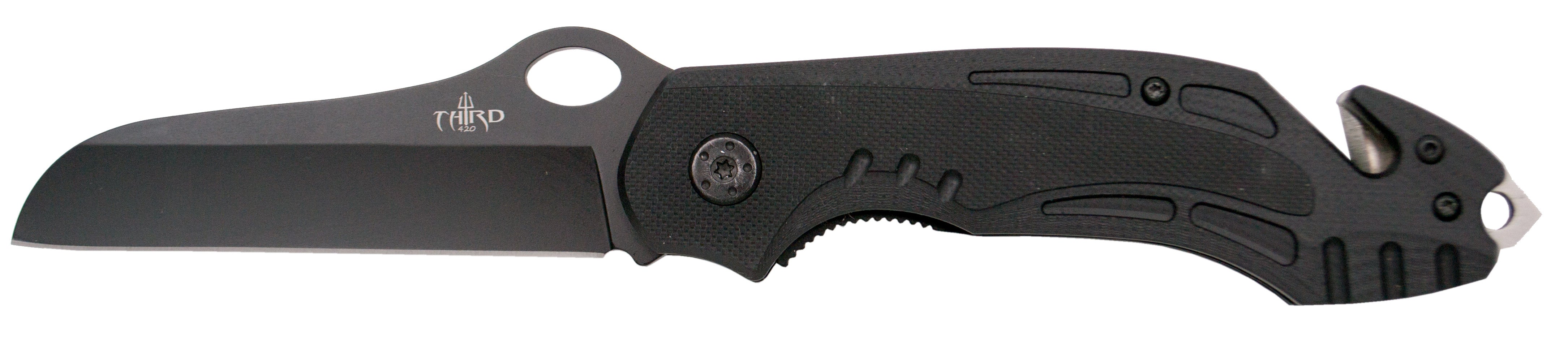 Navaja de Rescate Third G10 Negra con Sierra y Rompevidrios