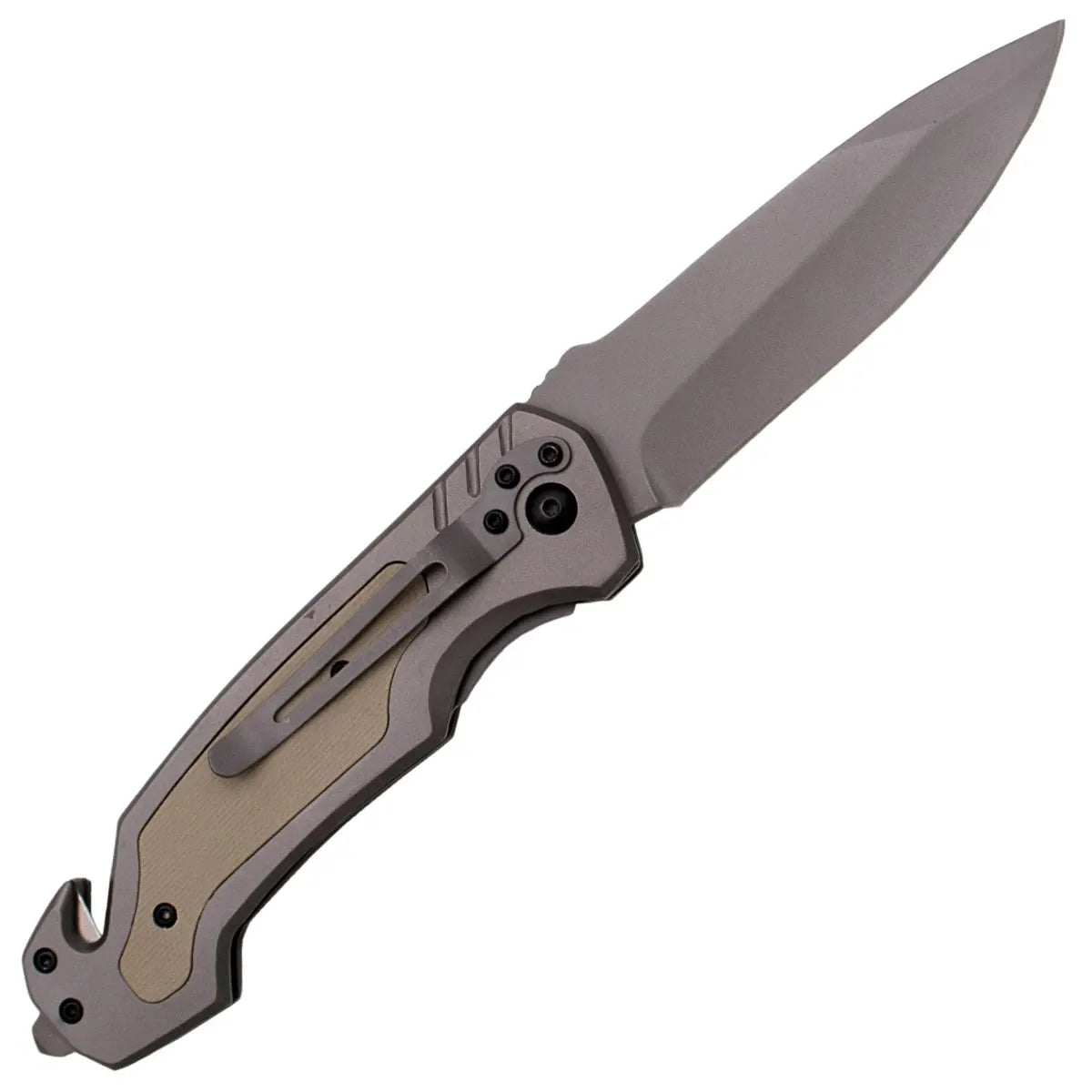 Navaja Rescate Tramuntana Acero Inoxidable Titanio G10 Marrón