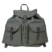 Mochila Hunters 24 l verde con detalles de cuero y dos bolsillos frontales