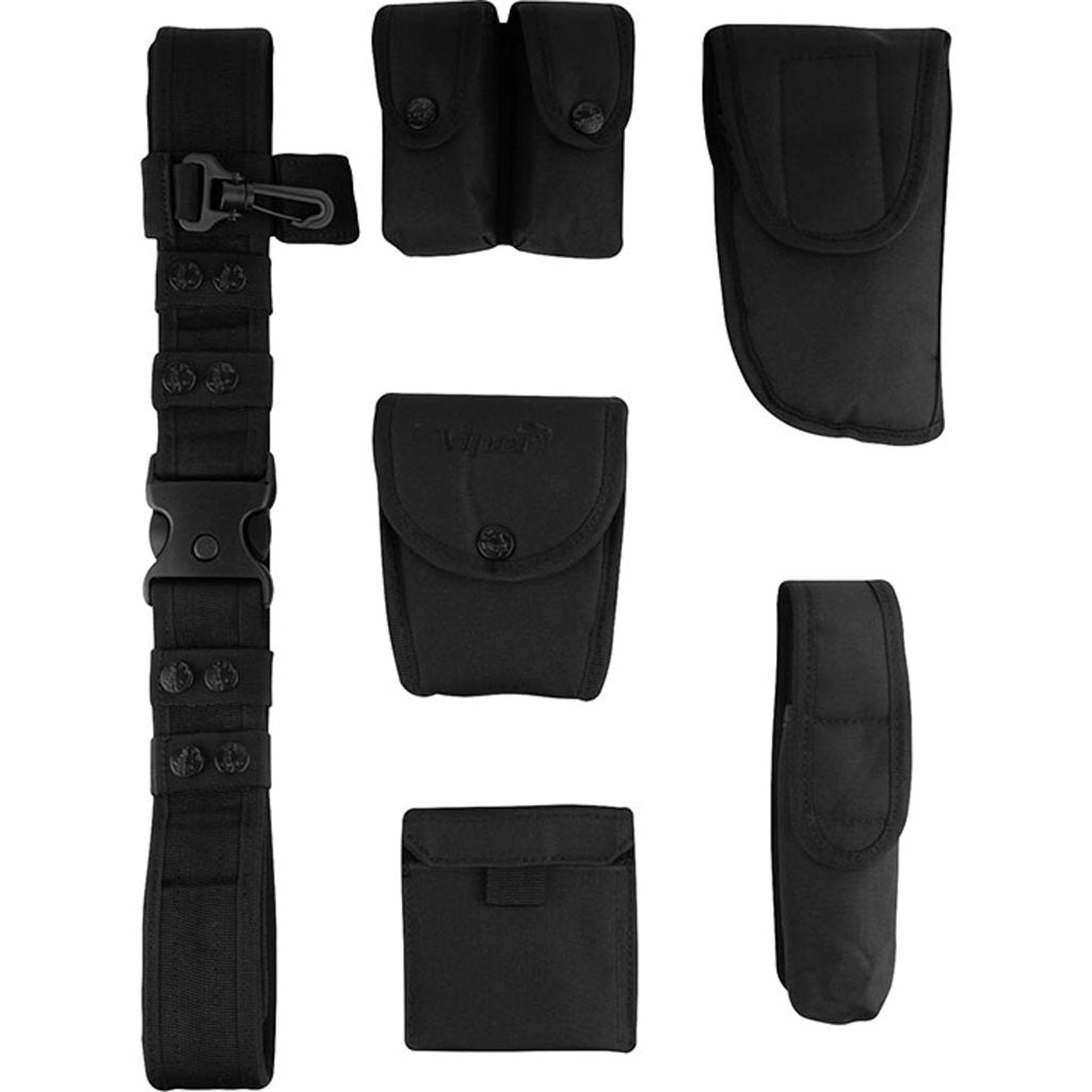 Cinturón SECURITY VIPER negro con 6 fundas (esposas, spray, documentos, llaves, cargadores)