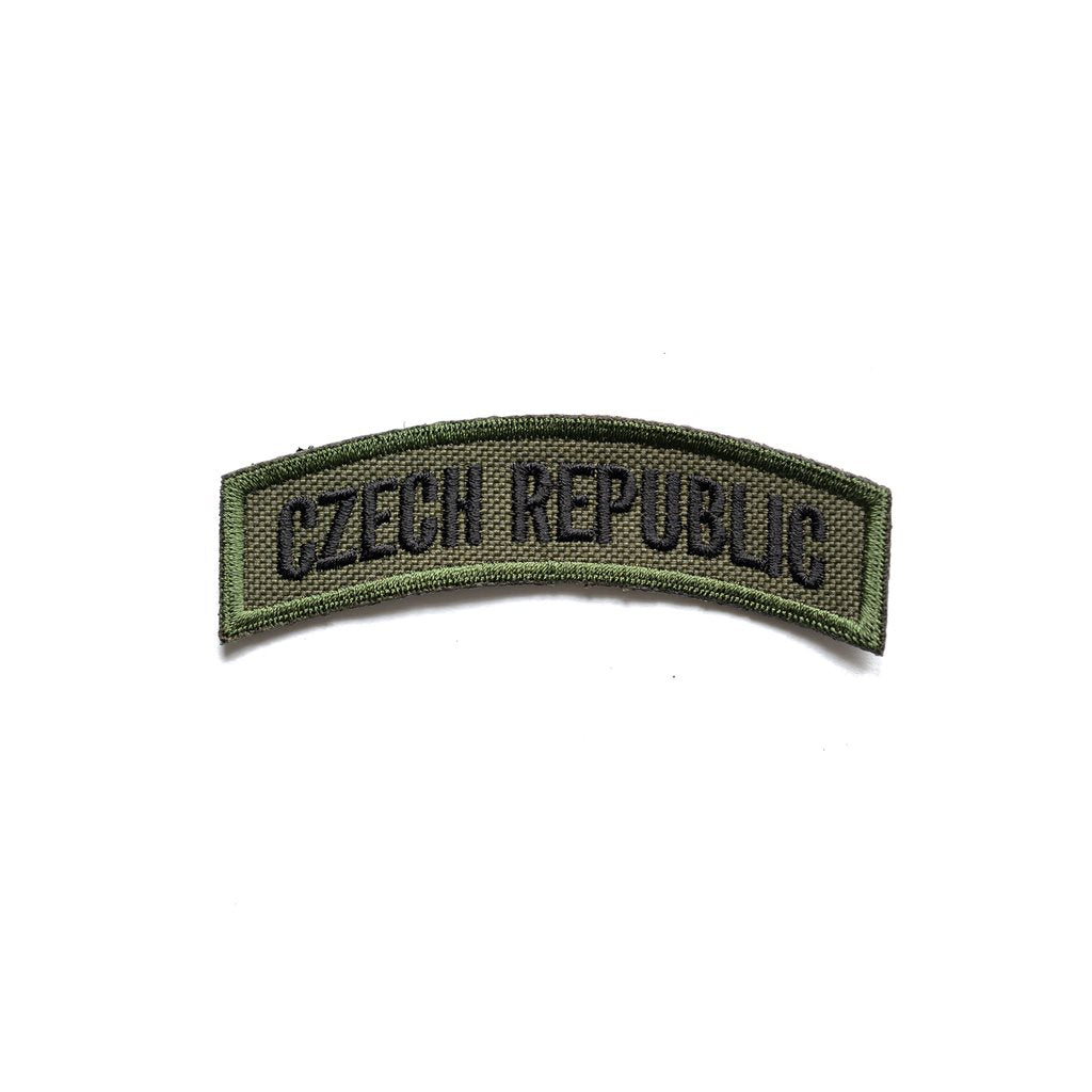 Parche bordado en arco 'CZECH REPUBLIC' color oliva 22 x 90 mm