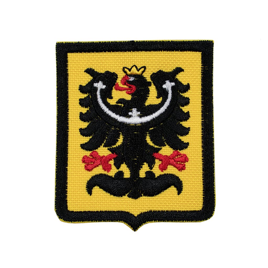 Parche colorido Águila de Silesia en escudo, aprox. 55 x 65 mm