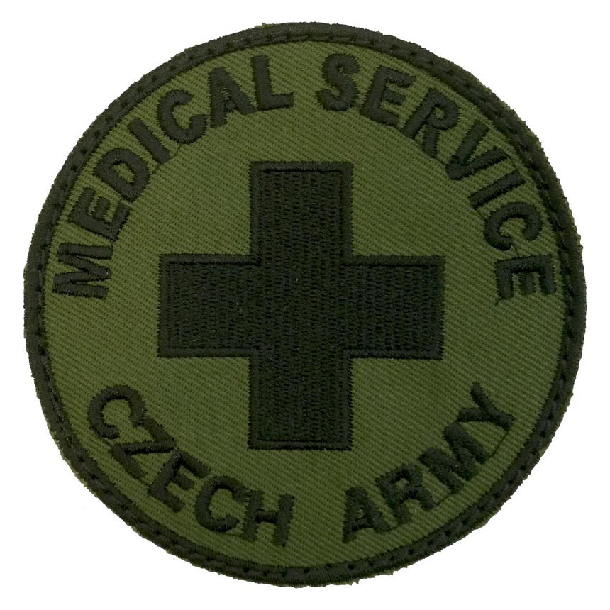 Parche MEDICAL SERVICE Ejército Checo bordado, versión de combate, diámetro aprox. 90 mm
