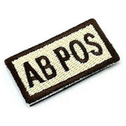 Parche velcro TAN con indicación de grupo sanguíneo AB+, tamaño aprox. 5 x 2,5 cm
