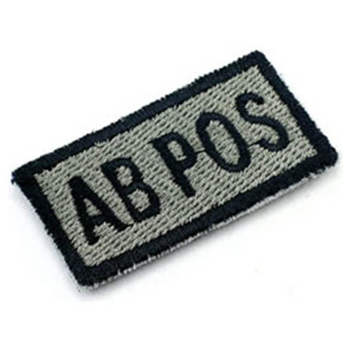 Parche velcro TAN con indicación de grupo sanguíneo AB+, tamaño aprox. 5 x 2,5 cm