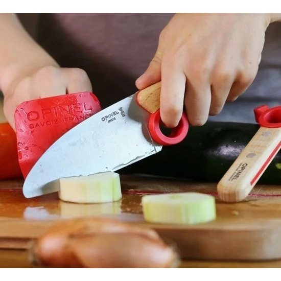 Set de cocina infantil Opinel rojo con cuchillo, pelador y protector de dedos