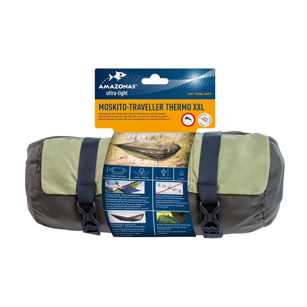 Hamaca MOSKITO TRAVELLER THERMO XXL con mosquitera integrada y bolsillo para colchoneta 7 cm
