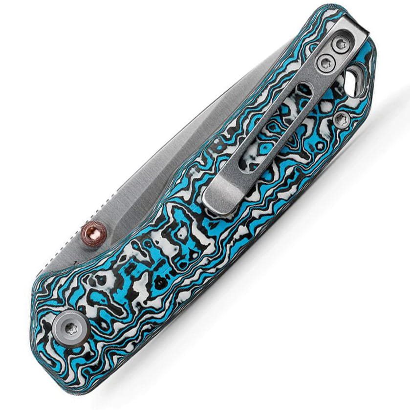 Navaja plegable MARTEN azul con hoja lisa y mango de material premium