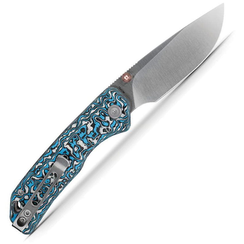 Navaja plegable MARTEN azul con hoja lisa y mango de material premium