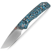 Navaja plegable MARTEN azul con hoja lisa y mango de material premium