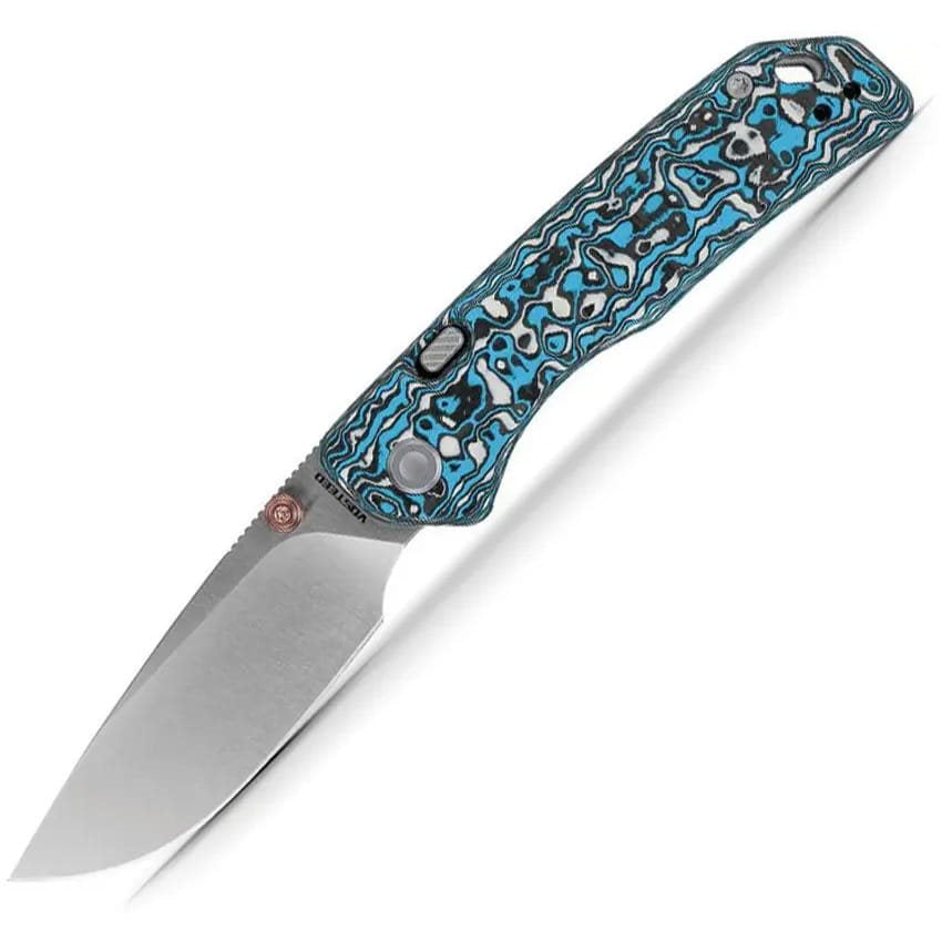 Navaja plegable MARTEN azul con hoja lisa y mango de material premium
