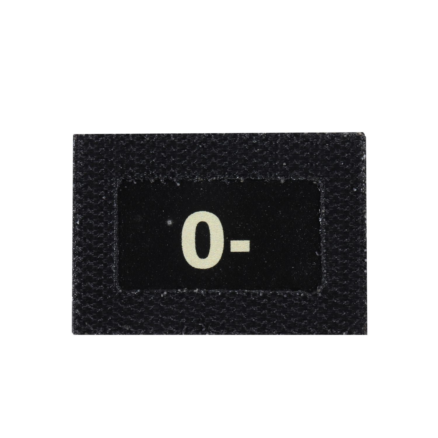 Parche GLIND TAPE grupo sanguíneo 0-, reversible con borde de velcro, 40 x 28 mm