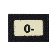 Parche GLIND TAPE grupo sanguíneo 0-, reversible con borde de velcro, 40 x 28 mm